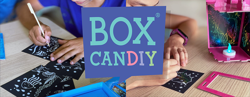 kids doing craft with Box Candiy logo
